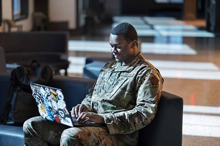 Military student studying