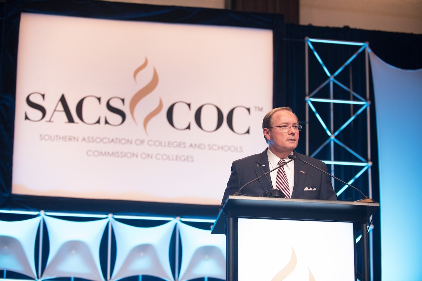 MSU president Dr. Mark Keenum speaks at the general session of the SACSCOC regional accrediting organization