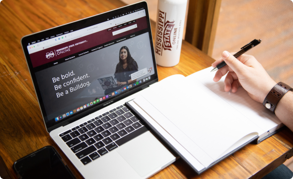 computer open with the MS State Online Homepage up