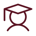 maroon outline of a graduate