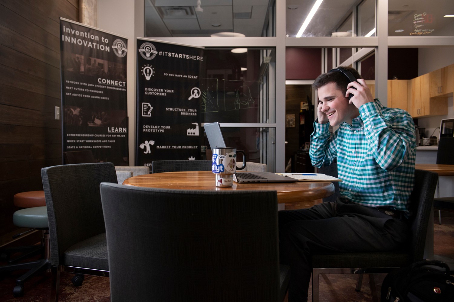  Cameron Maddox: photographed in E-Center for Our People feature. Accounting graduate student and entrepreneur. 