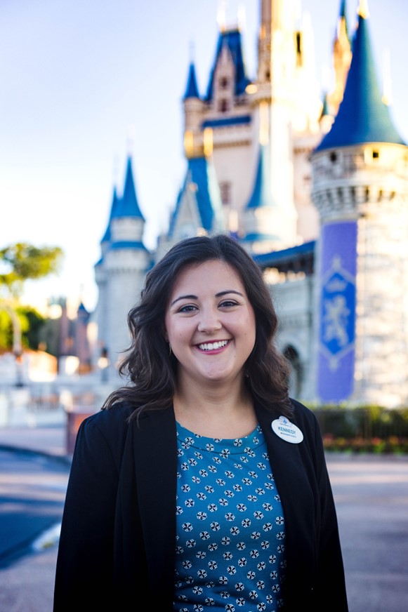 Brown smiling in front of Cinderella's Castle at Magic Kingdom