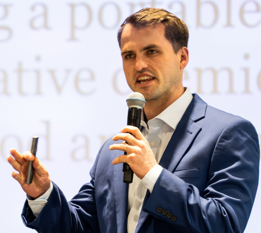 Max Wamsley speaks at the 2025 Startup Summit.