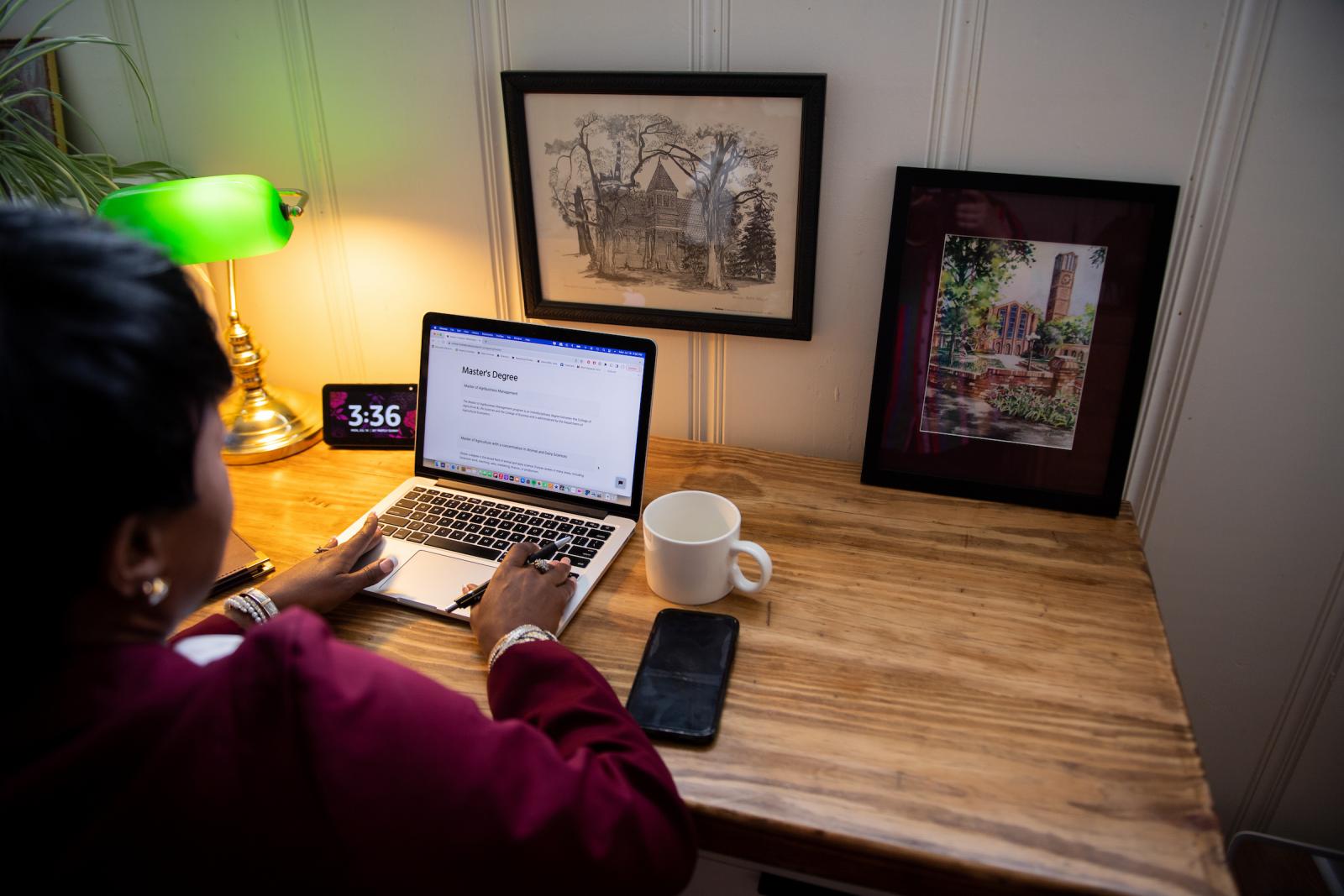 Woman learning from home