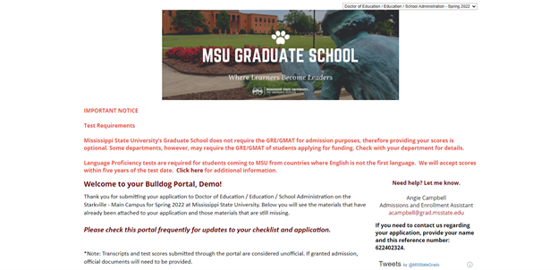 graduate school application portal